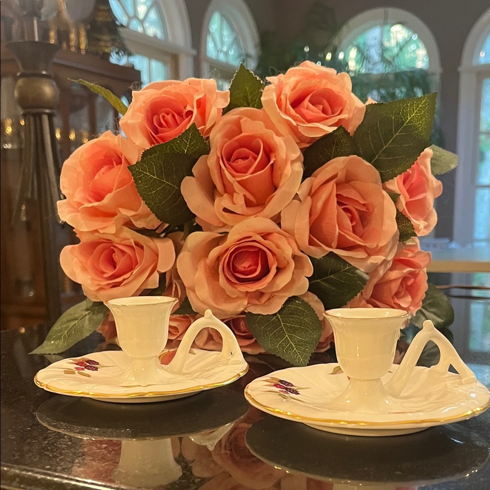 (2) Handled Chamber Candleholders  -  "Arden" by Royal Worcester